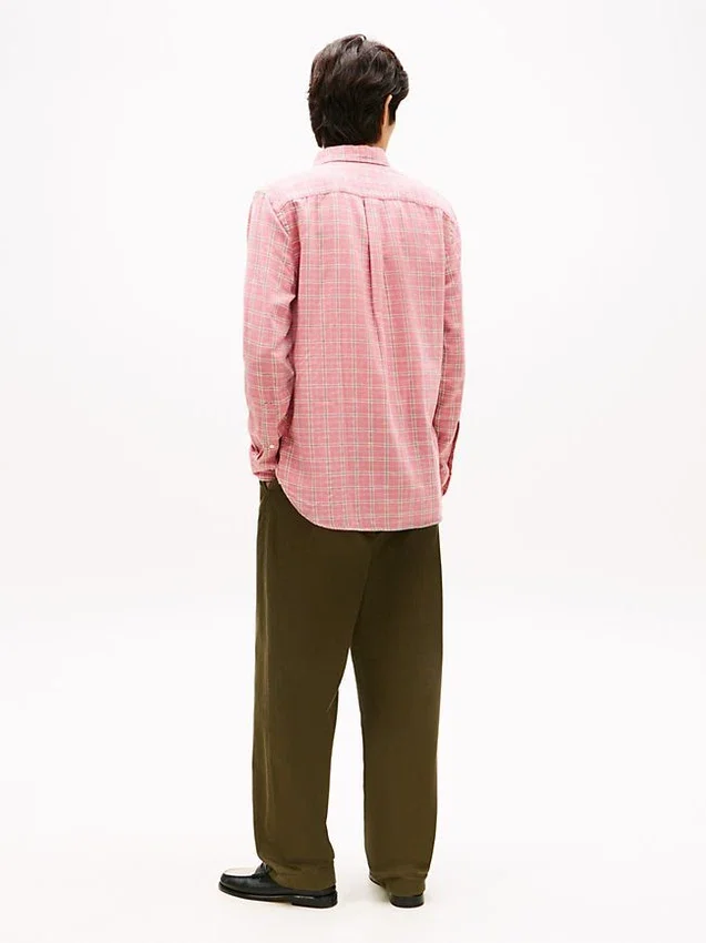 Camisa de sarja escovada com padrão xadrez e corte regular Camisa de sarja escovada com padrão xadrez e corte regular
