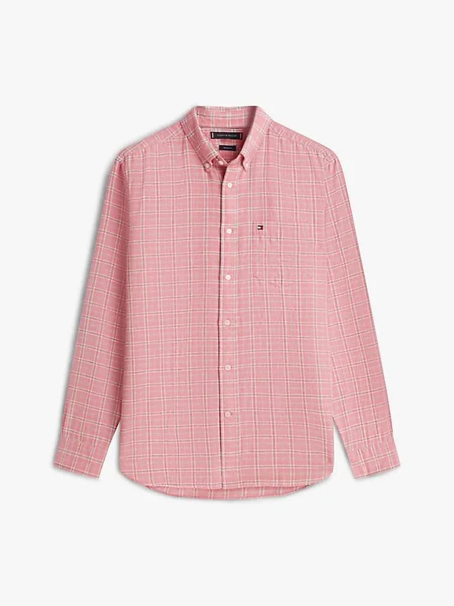 Camisa de sarja escovada com padrão xadrez e corte regular Camisa de sarja escovada com padrão xadrez e corte regular