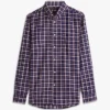 Camisa de sarja escovada com padrão xadrez e corte regular Camisa de sarja escovada com padrão xadrez e corte regular