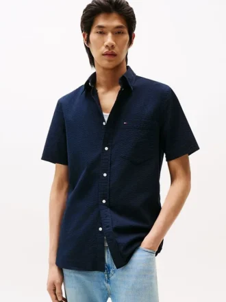 Camisa de seersucker de corte regular
