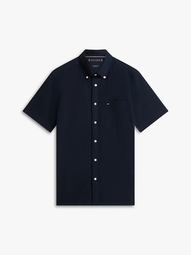 Camisa de seersucker de corte regular Camisa de seersucker de corte regular