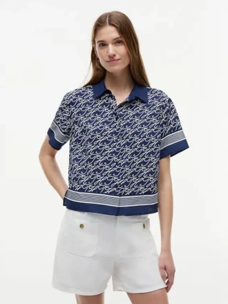 Camisa de voile com monograma em letra cursiva