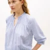Camisa de voile com pregas e acabamento com folhos Camisa de voile com pregas e acabamento com folhos