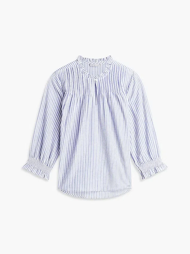 Camisa de voile com pregas e acabamento com folhos Camisa de voile com pregas e acabamento com folhos