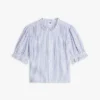 Camisa de voile de algodão com acabamento em folhos Camisa de voile de algodão com acabamento em folhos