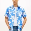 Camisa em mistura de algodão e linho com estampado tropical Camisa em mistura de algodão e linho com estampado tropical