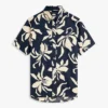 Camisa em mistura de algodão e linho com estampado tropical Camisa em mistura de algodão e linho com estampado tropical
