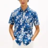 Camisa em mistura de linho com estampado tropical