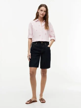 Camisa em mistura de linho com monograma por toda a peça