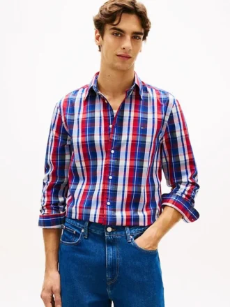 Camisa Flex com xadrez multicolorido e corte regular
