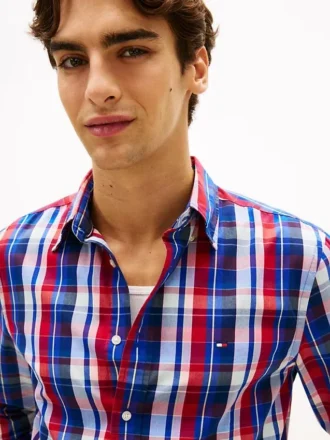 Camisa Flex com xadrez multicolorido e corte regular