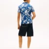 Camisa infantil de mistura de linho e algodão com padrão floral