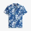 Camisa infantil de mistura de linho e algodão com padrão floral