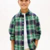 Camisa infantil de oxford elástica xadrez