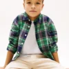 Camisa infantil de oxford elástica xadrez