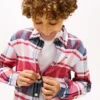 Camisa infantil de oxford elástica xadrez Camisa infantil de oxford elástica xadrez