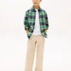 Camisa infantil de oxford elástica xadrez