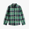 Camisa infantil de oxford elástica xadrez