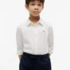 Camisa infantil em mistura de linho e algodão