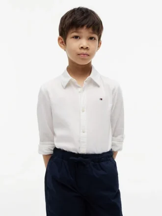 Camisa infantil em mistura de linho e algodão