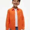 Camisa infantil em mistura de linho e algodão