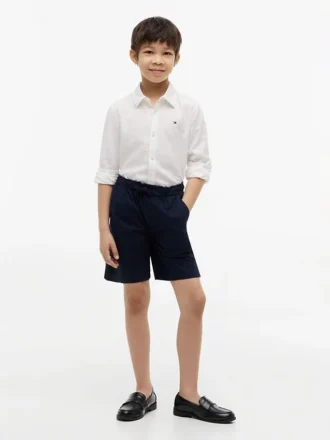 Camisa infantil em mistura de linho e algodão