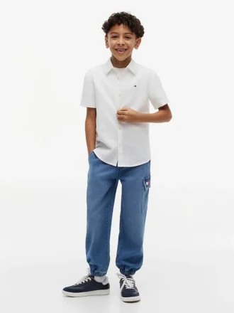 Camisa infantil em mistura de linho e algodão