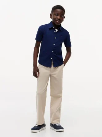 Camisa infantil em mistura de linho e algodão
