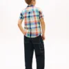 Camisa infantil em mistura de linho e algodão Madras