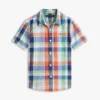Camisa infantil em mistura de linho e algodão Madras