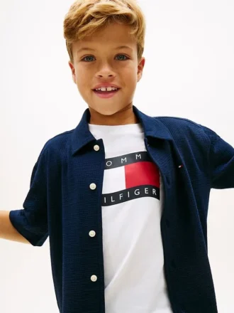 Camisa infantil em seersucker