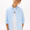 Camisa infantil folgada em mistura de linho
