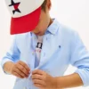 Camisa infantil folgada em mistura de linho
