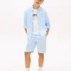 Camisa infantil folgada em mistura de linho