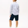 Camisa infantil às riscas em mistura de linho