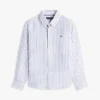 Camisa infantil às riscas em mistura de linho