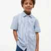 Camisa infantil às riscas em seersucker