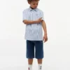 Camisa infantil às riscas em seersucker