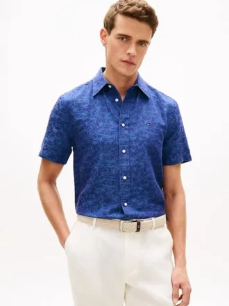 Camisa Jacquard com Estampado de Palmeiras