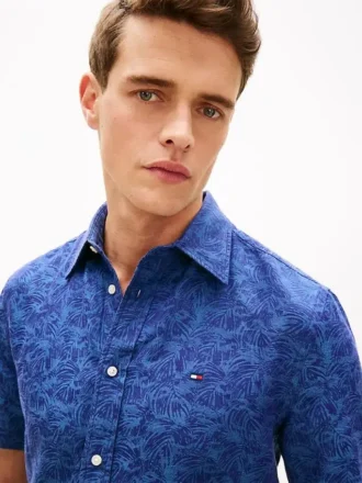Camisa Jacquard com Estampado de Palmeiras