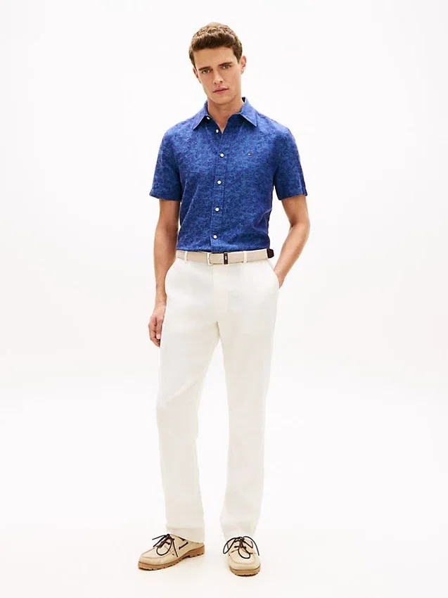Camisa Jacquard com Estampado de Palmeiras Camisa Jacquard com Estampado de Palmeiras