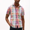 Camisa Madras em mistura de linho com corte regular