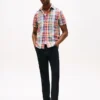 Camisa Madras em mistura de linho com corte regular