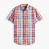 Camisa Madras em mistura de linho com corte regular