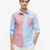 Camisa Oxford com blocos de cor e corte regular Camisa Oxford com blocos de cor e corte regular