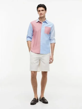Camisa Oxford com blocos de cor e corte regular