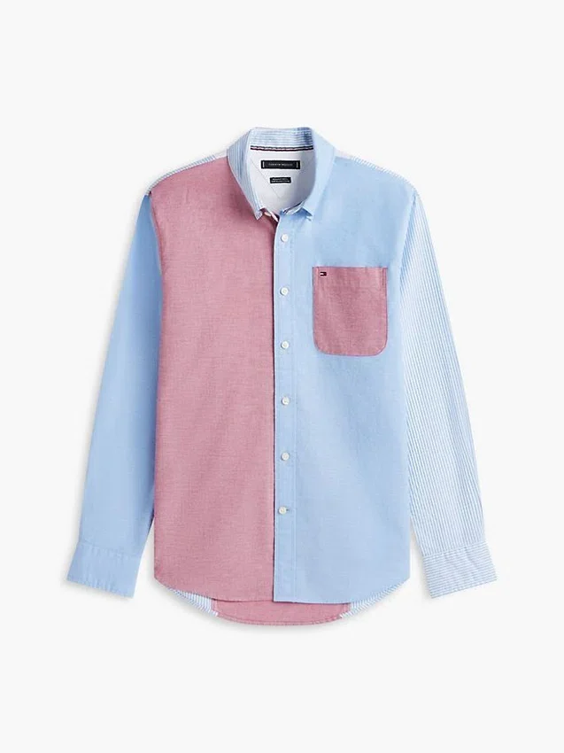Camisa Oxford com blocos de cor e corte regular Camisa Oxford com blocos de cor e corte regular