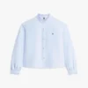 Camisa Oxford curta com acabamento em folhos Camisa Oxford curta com acabamento em folhos