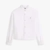 Camisa Oxford curta com acabamento em folhos Camisa Oxford curta com acabamento em folhos