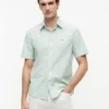Camisa Oxford de manga curta às riscas Camisa Oxford de manga curta às riscas